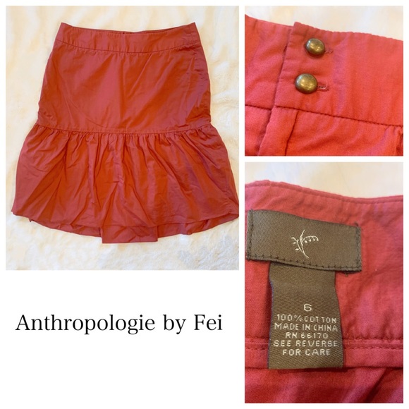 Anthropologie Fei Orange Skirt Size 6 - Picture 1 of 7
